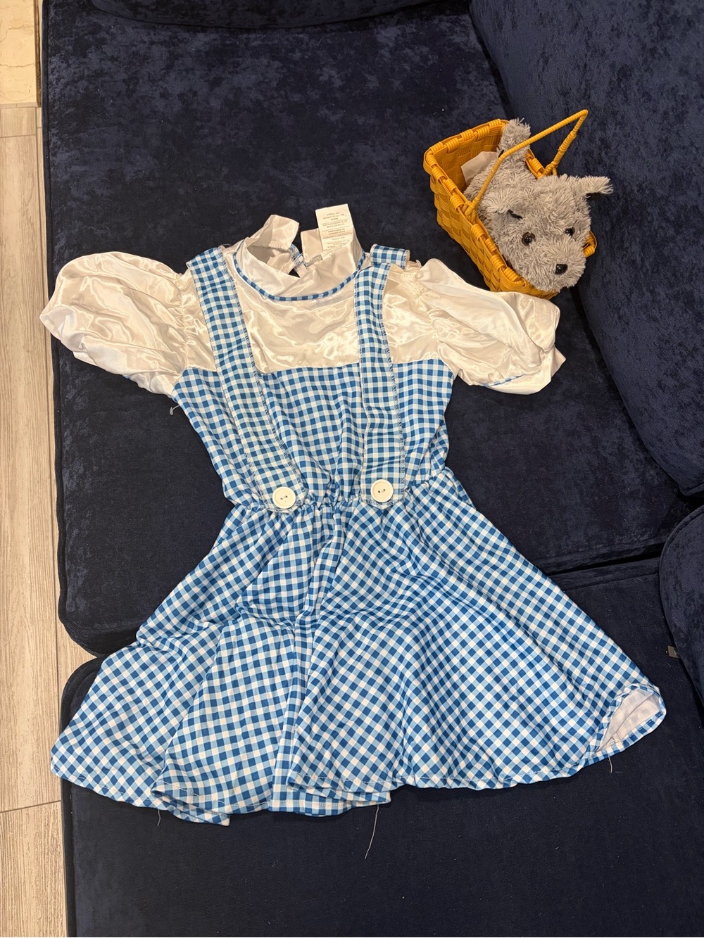 Girls Dorothy Wizard of Oz Costume Size 6 w/ Toto Dog & Basket